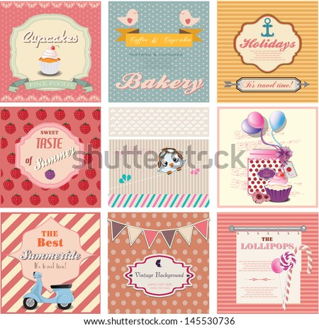 set of cute vintage labels and invitation cards set of cute vintage labels and invitation cards