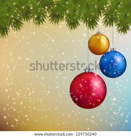 Christmas background with fir twigs and bright balls Vector illustration Christmas background with fir twigs and bright balls Vector illustration
