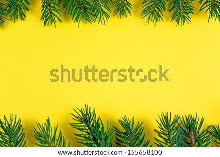 Christmas green framework isolated on yellow background