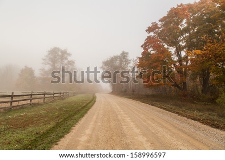 Foggy rural road in Ontario