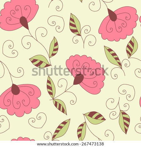 Vector flower pink seamless pattern