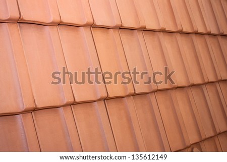 Detail of a red clay tile roof