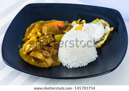 sunny side up egg and beef curry rice, Japanese cuisine