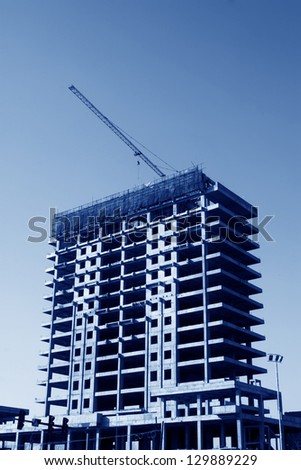 unfinished building in the blue sky, north china