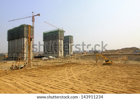high rise residential construction site in a city, north china