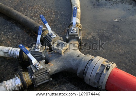 fire remote control valve in the water system, closeup of photo