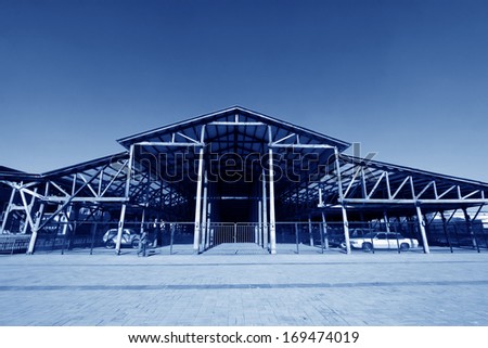 TANGSHAN - NOVEMBER 4: The timberwork building under the blue sky in the Qixin cement plant on november 4, 2013, tangshan city, hebei province, China.