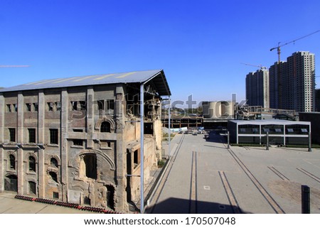 TANGSHAN - NOVEMBER 4: The disused factories in the Qixin cement plant on november 4, 2013, tangshan city, hebei province, China.