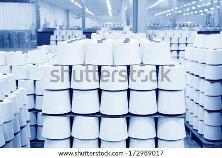 Heap together of cotton yarn in a workshop, in the ZeAo spinning LTD., on December 20, 2013, Luannan county, hebei province, China.