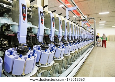 Luannan County, China - December 20: The Mechanical Equipment Was Running In A Production Workshop, In The Zeao Spinning Ltd., On December 20, 2013, Luannan County, Hebei Province, China.