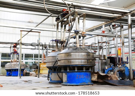 LUANNAN COUNTY - JANUARY 5: Equipment and piping in the production line, in the ZhongTong Ceramics Co., Ltd. January 5, 2014, Luannan county, Hebei Province, China.