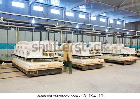 LUANNAN COUNTY - JANUARY 5: Sintering workshop production line, in the ZhongTong Ceramics Co., Ltd. January 5, 2014, Luannan county, Hebei Province, China.