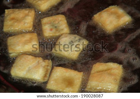 Chinese traditional food -- Fried stinky tofu, closeup of photo