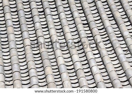 Chinese traditional style gray tiles roof, closeup of photo
