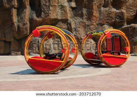 TIANJIN - MAY 17: strange Electric cars, Happy Valley, on May 17, 2014, Tianjin, China.