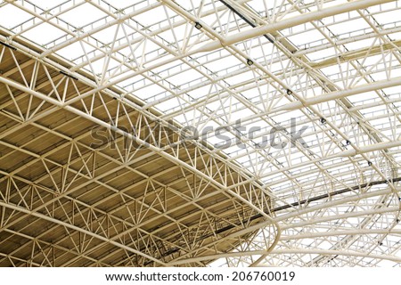 Large steel structure truss, closeup of photo