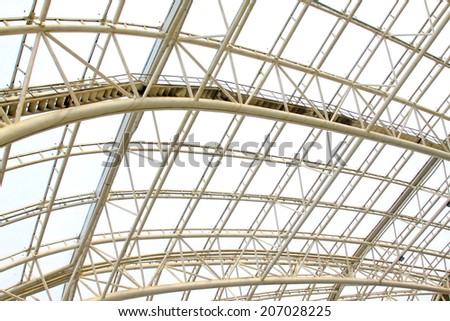 Large steel structure truss, closeup of photo