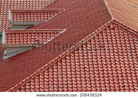 Glazed tile roof, closeup of photo