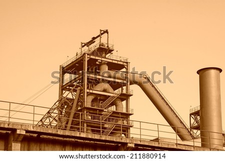 blast furnace in the steel mills, closeup of photo