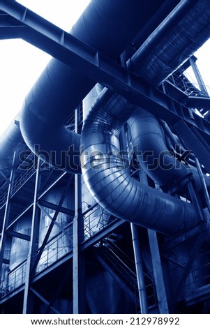 metallic conduit in the factory, closeup of photo