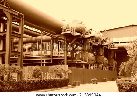 TANGSHAN - JUNE 19: gas pipeline inside the factory, on June 19, 2014, Tangshan city, Hebei Province, China