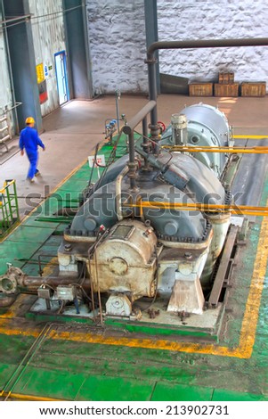 TANGSHAN - JUNE 18: Blast furnace gas residual pressure turbine generator set - TRT, in a iron and steel co., on June 18, 2014, Tangshan city, Hebei Province, China