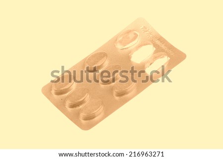 sealed packaging drug tablet on a white background
