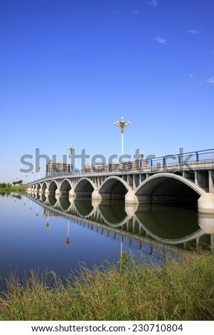 LUANNAN COUNTY - SEPTEMBER 15: North River Bridge landscape architecture on September 15, 2014, Luannan county, Hebei Province, China
