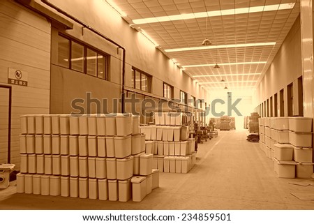 LUANNAN COUNTY - JANUARY 5: The ceramic closestool products stacked in the warehouse, in the ZhongTong Ceramics Co., Ltd. January 5, 2014, Luannan county, Hebei Province, China.