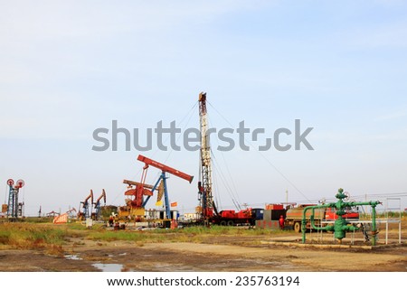 CAOFEIDIAN - SEPTEMBER 27: oil drilling operation scene in the JiDong oilfield, on September 27, 2014, Caofeidian City, hebei province, China.