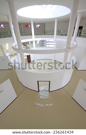 LUANNAN COUNTY - SEPTEMBER 18: Building internal ring structure in an art gallery on September 18, 2014, Luannan county, Hebei Province, China