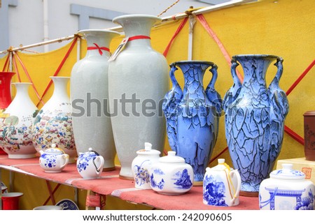 LUANNAN COUNTY - AUGUST 5: ceramic arts and crafts put on the shelf on august 5, 2014, Luannan County, Hebei Province, China.