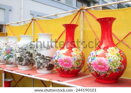 LUANNAN COUNTY - AUGUST 5: ceramic arts and crafts put on the shelf on august 5, 2014, Luannan County, Hebei Province, China.