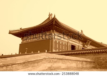 HuangQian Temple architecture in the temple of heaven park, on January 17, 2014, Beijing, China.
