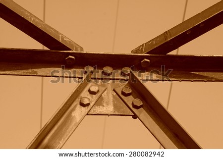 parts of electric tower in the blue sky, steel power transmission facilities