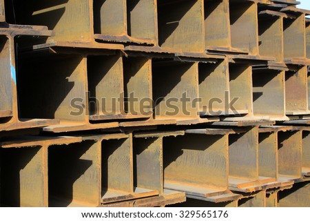 rolled steel pile up together, closeup of photo