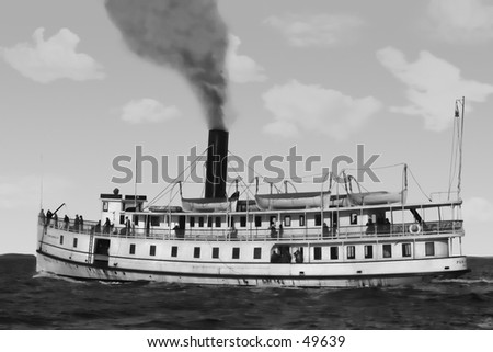 Ferry Boat from a restored 1920\'s negative. Great photo for a restaurant wall.