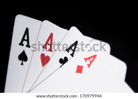 playing cards deck on black background