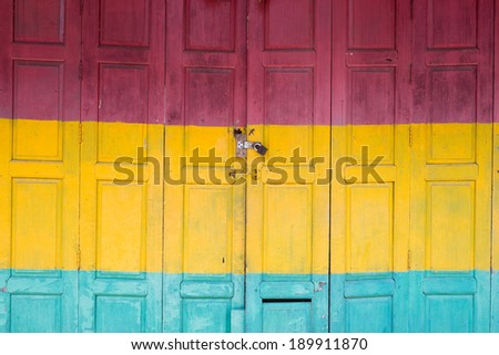 old colorful wooden folding door