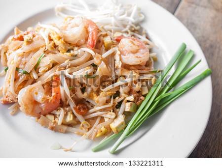 Pad Thai, stir-fried rice noodles, is one of Thailand\'s national main dish