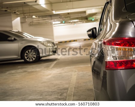Cars parking inside the underground car parking space