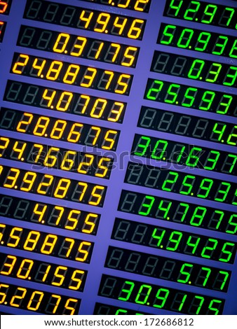 Digital number of foreign currency exchange rate display able to use as background