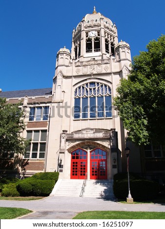 stock photo : Haas College Center and bell tower at Muhlenberg College in 