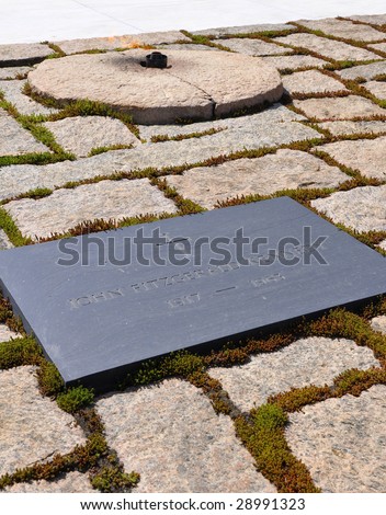 John F Kennedy eternal flame grave site in Arlington Cemetery in Virginia
