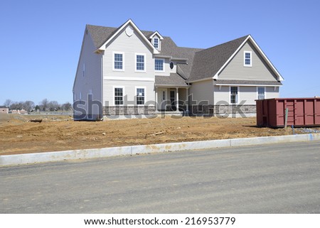 exterior of a new two story home under construction