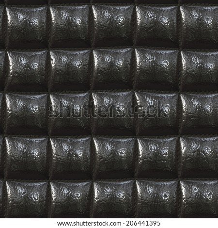 Glossy black leather texture seamless pattern background.
