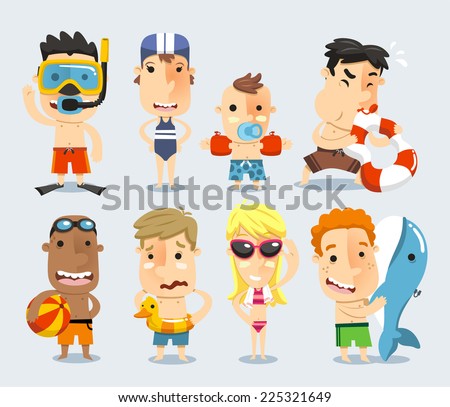 Kids and children ready for the swimming pool vector illustration.