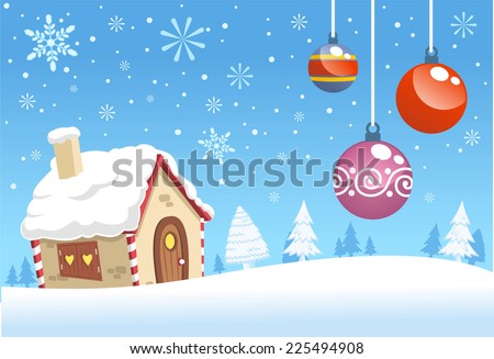Christmas house decoration background design vector cartoon illustration Christmas house decoration background design vector cartoon illustration