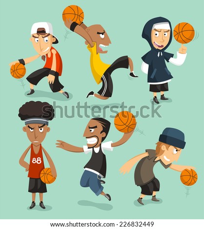 Street basketball players illustration cartoons
