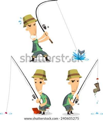 Fisherman With Fishing Equipment, Vector Illustration Cartoon